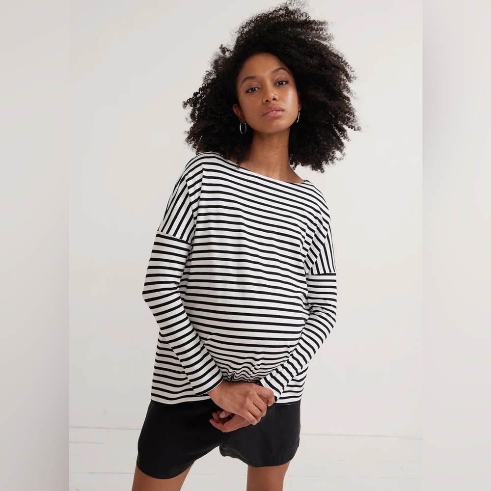 Hatch The Perfect Longsleeve Tee
Black White Stripe
Size 0